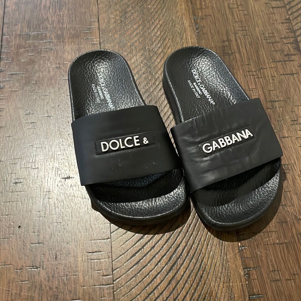 Dolce & Gabbana toddler logo slider sandals black